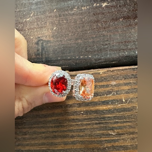 Sterling size 7 double stone ring - Picture 8 of 12